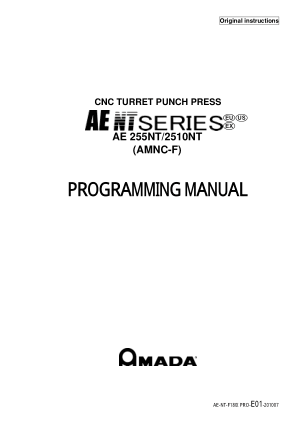 Amada AE NT Series Programming Manual CNC Turret Punch Press