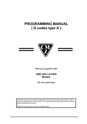 CMZ CNC Lathe Programming Manual