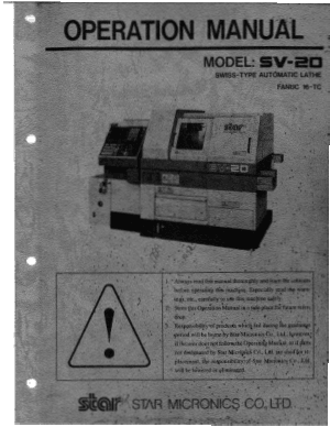 Star SV20 Swiss Type Automatic Lathe Operation Manual Fanuc 16-TC