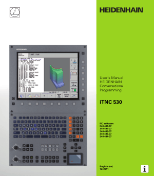 Heidenhain iTNC 530 Conversational Programming Manual 340 494-07