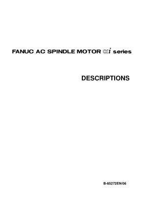 Fanuc AC Spindle Motor Alpha i Description Manual 65272EN