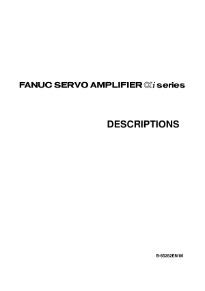 Fanuc Servo Amplifier Alpha i Description Manual 65282EN