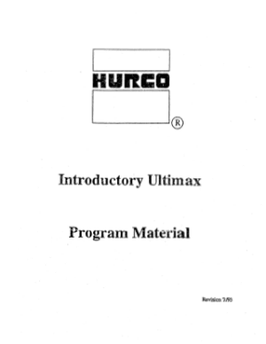 Hurco Introductory Ultimax Program Material
