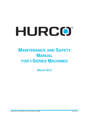 Hurco Maintenance and Safety Manual for i Series
