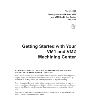 Hurco Getting Started with VM1 & VM2 Machining Center