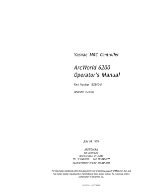 Motoman MRC ArcWorld 6200 Operators Manual