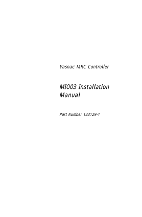Motoman MRC MIO03 Installation Manual