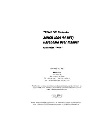 Motoman JANCD-IO09 M-NET Baseboard User Manual