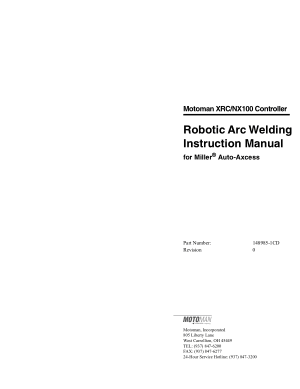 Motoman Robotic Arc Welding Instruction Manual