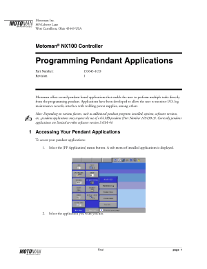 Motoman NX100 Programming Pendant Applications