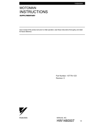 Yaskawa MOTOMAN Instructions Supplymentary