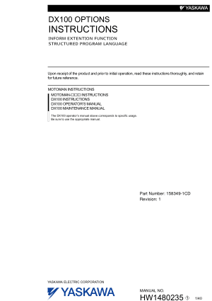 Yaskawa DX100 Instructions Inform Extention Function Structured Program Language