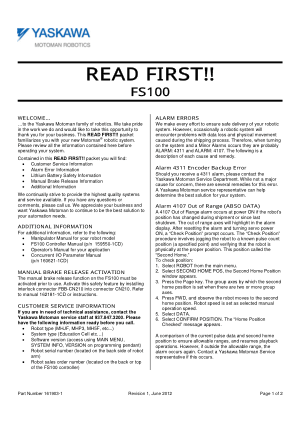 Yaskawa FS100 Read First