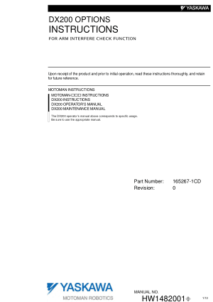 Yaskawa DX200 Instructions for Arm Interface Check Function