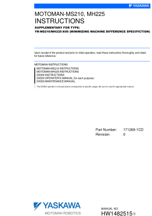 Yaskawa MOTOMAN-MS210 MH225 Minimizing Machine Difference