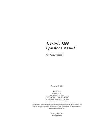Motoman ArcWorld 1200 Operators Manual