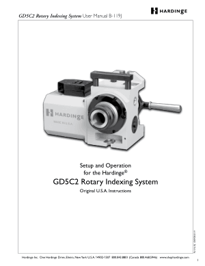 Hardinge GD5C2 Rotary Indexing System User Manual