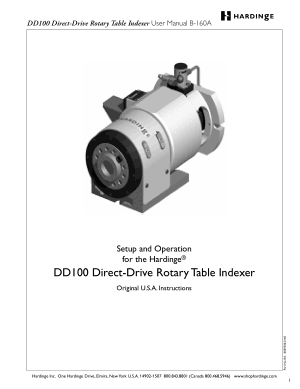Hardinge DD100 Direct-Drive Rotary Table Indexer User Manual B-160A