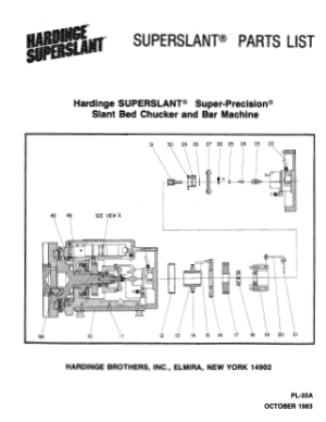 Hardinge SUPERSLANT Parts List