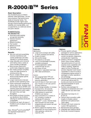 Fanuc R-2000iB Series Robot Basic Description & Specifications