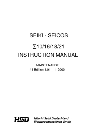 SEIKI – SEICOS 10 16 18 21 Maintenance Manual
