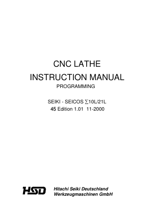 SEIKI – SEICOS 10L 21L CNC Lathe Programming Manual