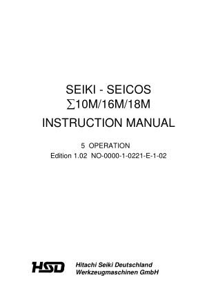 SEIKI – SEICOS 10M 16M 18M Operating Manual