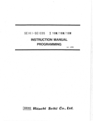 Seiki Seicos 10M 16M 18M Programming Instruction Manual
