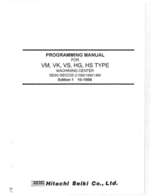 Hitachi Seiki VM VK VS HG HS Programming Manual