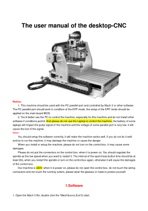 The User Manual of the Desktop-CNC