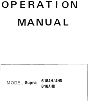 ACER SUPRA 618AH AHD 818AHD Operation Manual