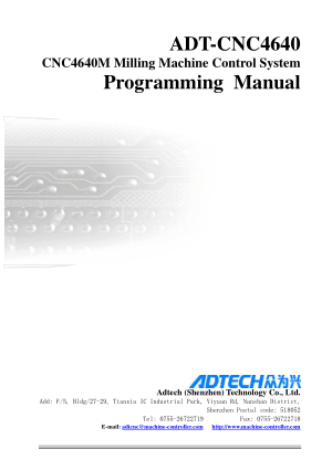 ADT-CNC4640 Programming Manual CNC4640M Milling Machine Control System