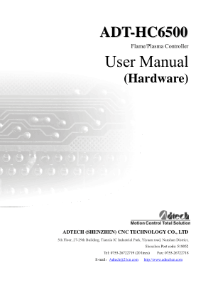 ADT-HC6500 Flame Plasma Controller User Manual Hardware