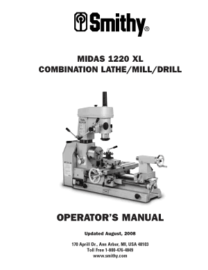 Smithy MI1220 XL Operator Manual 2010