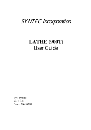 SYNTEC LATHE  900T User Guide