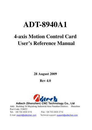 ADT-8940A1 User Reference Manual 4-axis Motion Control Card
