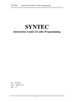 SYNTEC Instruction Guide of Lathe Programming
