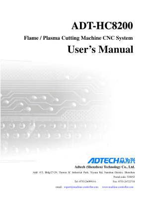 ADT-HC8200 User Manual Flame Plasma Cutting Machine CNC System