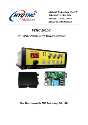 PTHC-200DC User Manual Arc Voltage Plasma Torch Height Controller