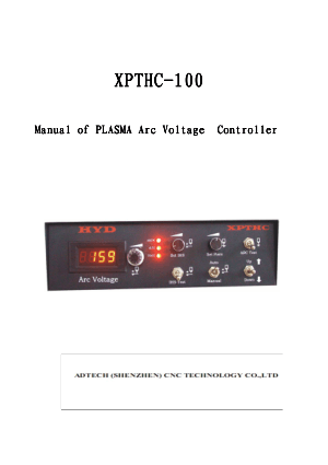 XPTHC-100 Manual of PLASMA Arc Voltage Controller