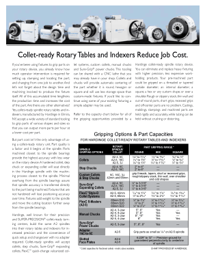 Hardinge Collet-ready Rotary Tables and Indexers Reduce Job Cost