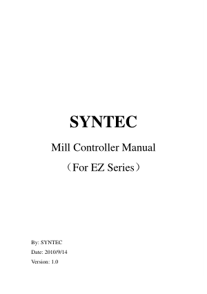 SYNTEC Mill Controller Manual for EZ Series