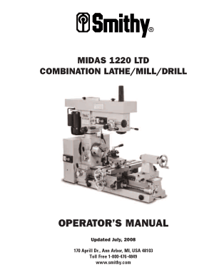 Smithy MIDAS MI1220 LTD Operator Manual