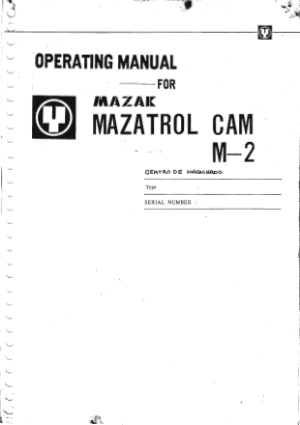 Mazak Mazatrol CAM M-2 Operating Manual