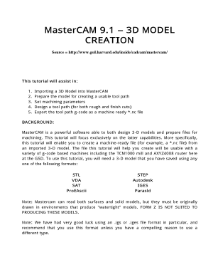 MasterCAM 9.1 – 3D MODEL CREATION