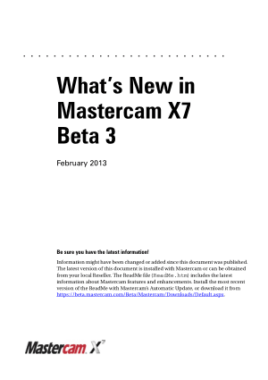 What is New in Mastercam X7 Beta 3