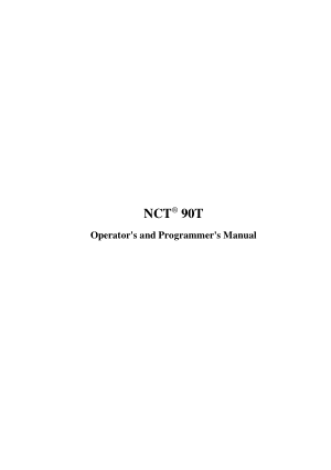 NCT 90T Operator’s and Programmer’s Manual