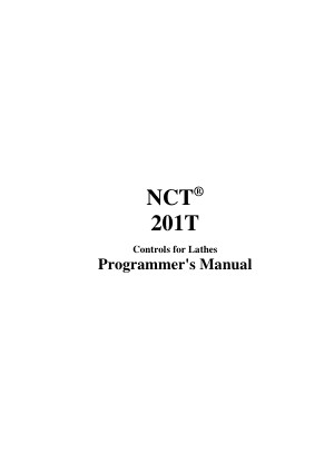 NCT 201T CNC Lathes Programmer’s Manual