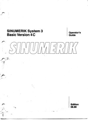 Sinumerik System 3 Operator Manual