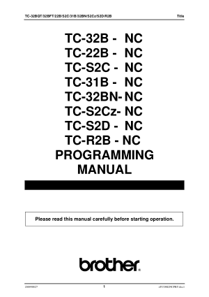Brother TC S2D Programming Manual